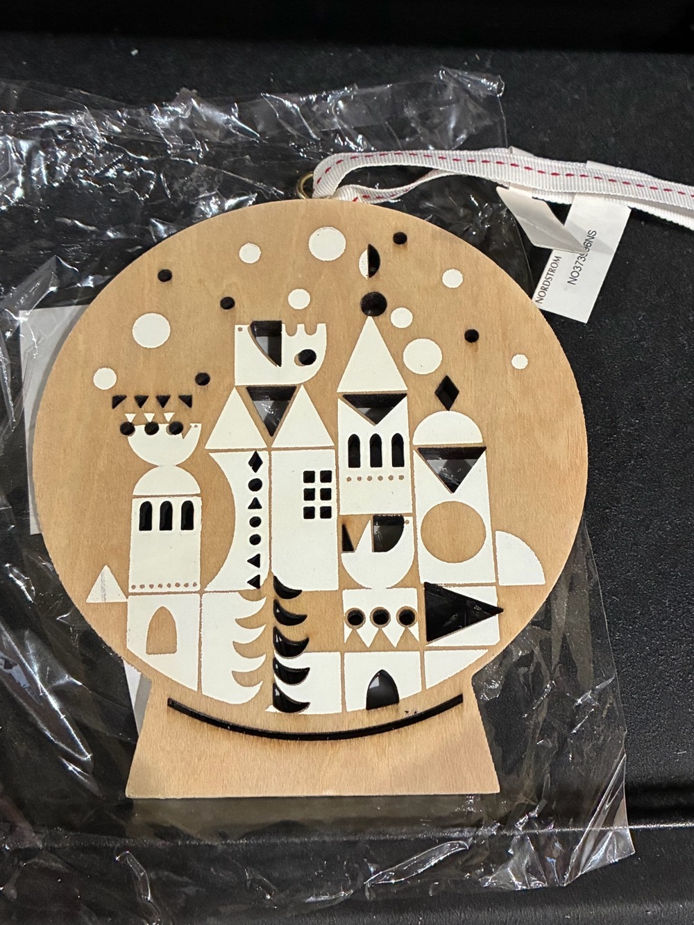 Nordstrom Wooden Snowglobe Village Christmas Holiday Ornament Brand New